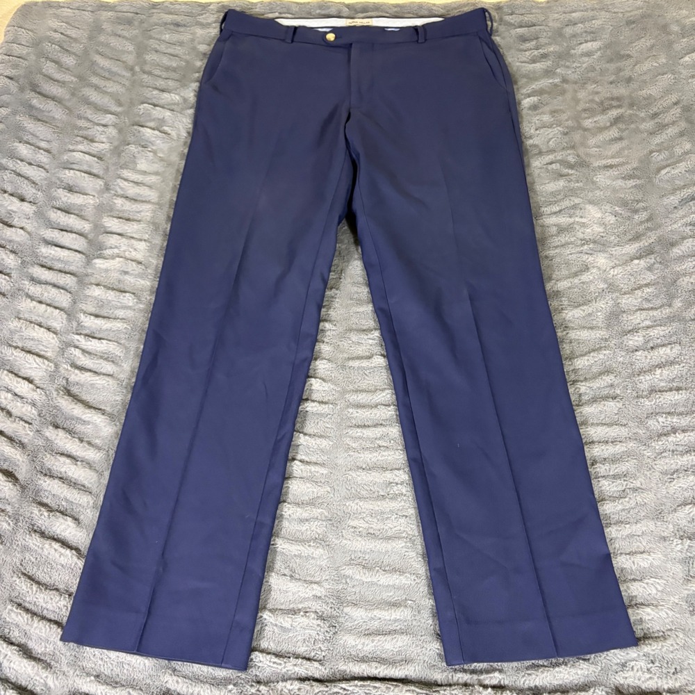Peter Millar Mens Navy Blue Flat Front Performance Dress Pants Trousers 35x32